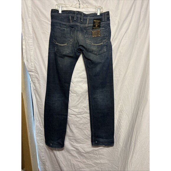 #8026 Takeshy Kurosawa Jeans Men's 34 Dark Wash Distressed Denim Button Fly - Picture 5 of 9